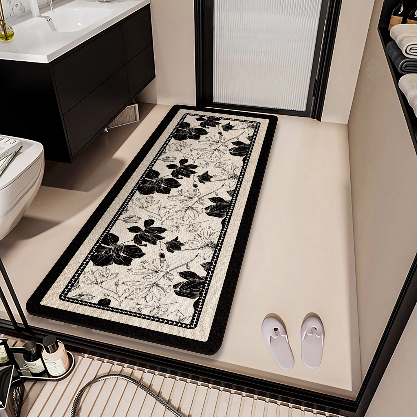 法式浴室吸水地垫卫生间专用防滑防摔脚垫厕所速干门口小香风垫子