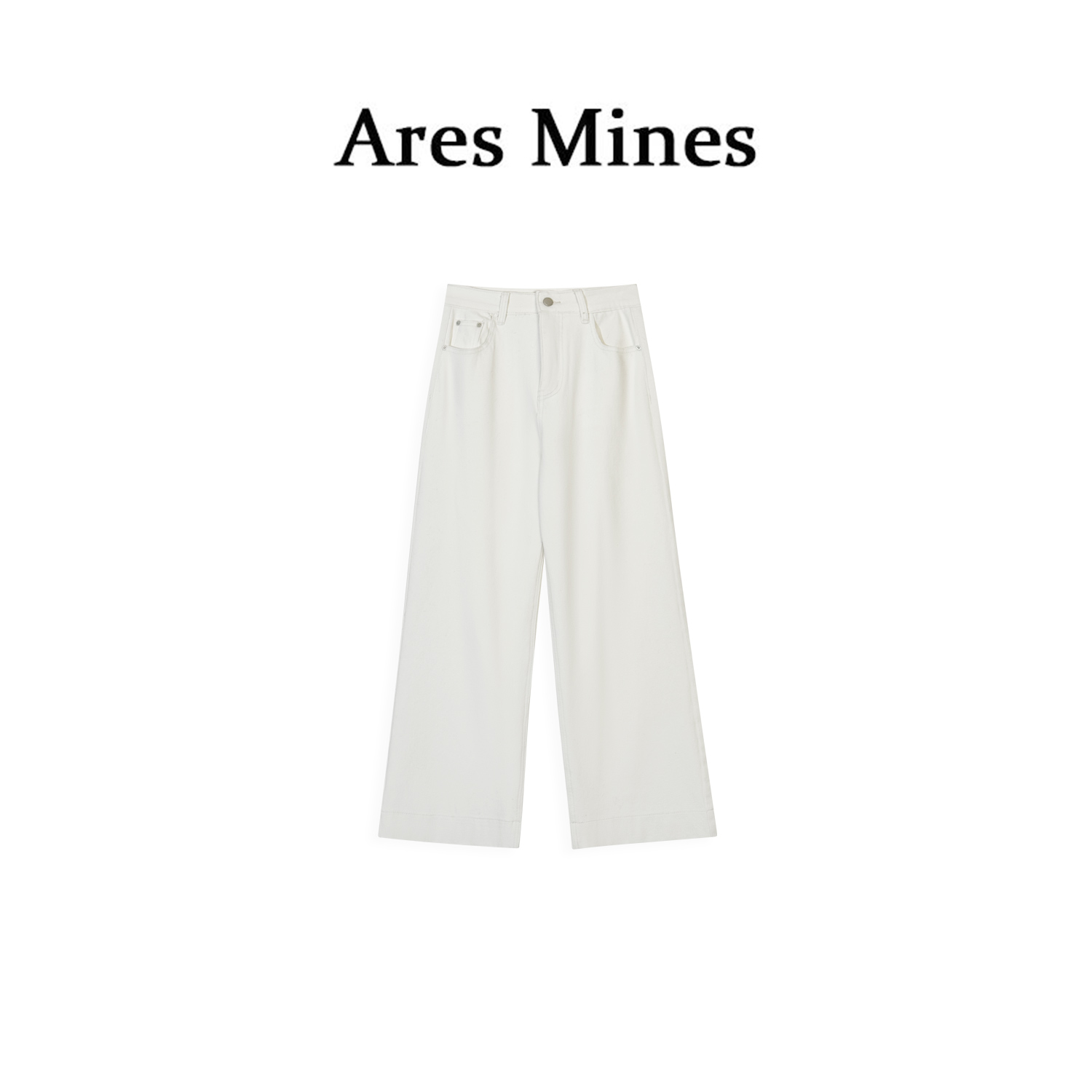 【盛朗熙Ares Mines】牛仔计划 复古高腰纯色薄绒直筒微喇牛仔裤