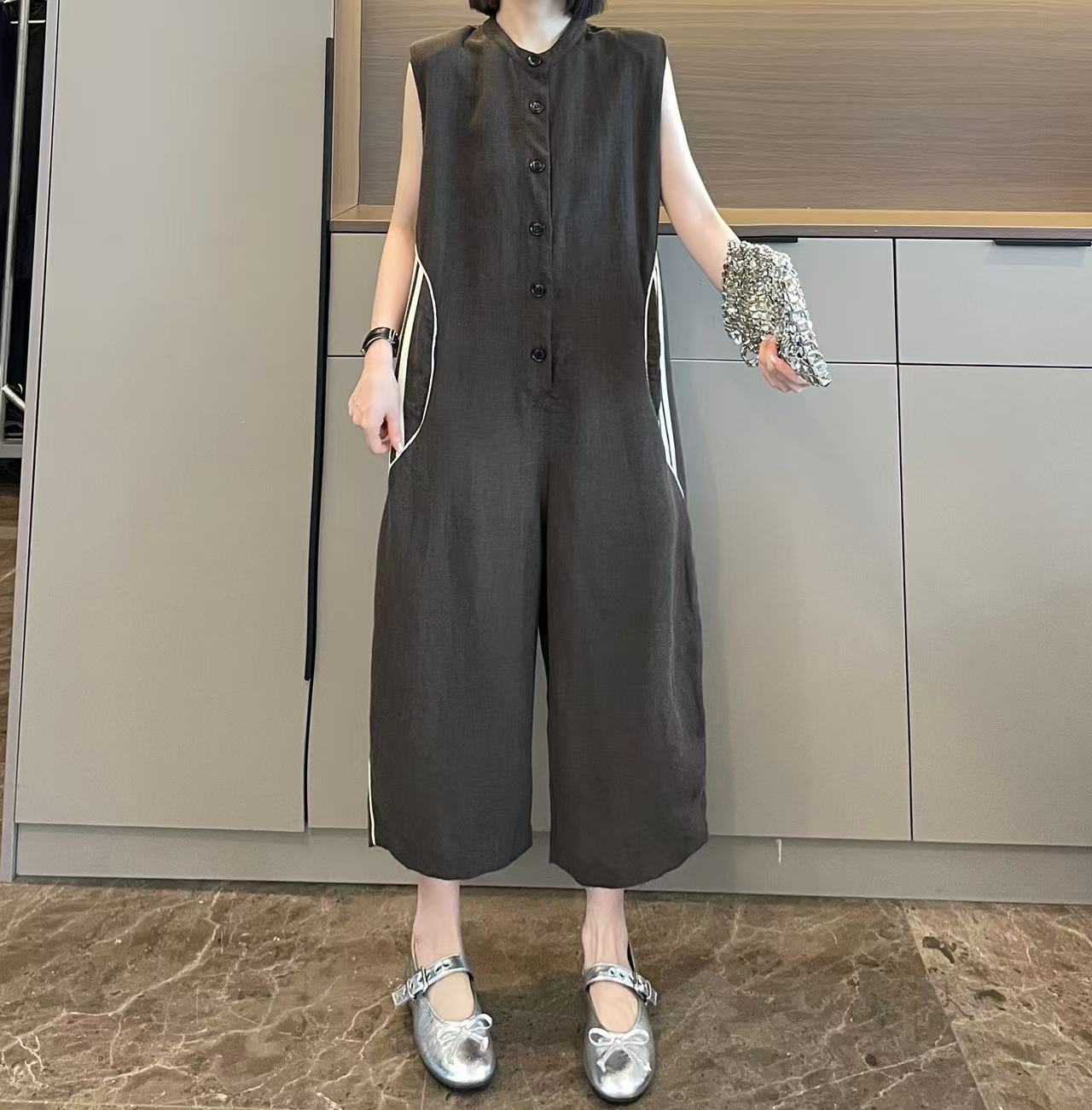 米可/MK-2564LJ【条纹撞色设计感连体裤】时尚休闲夏季新款连体裤