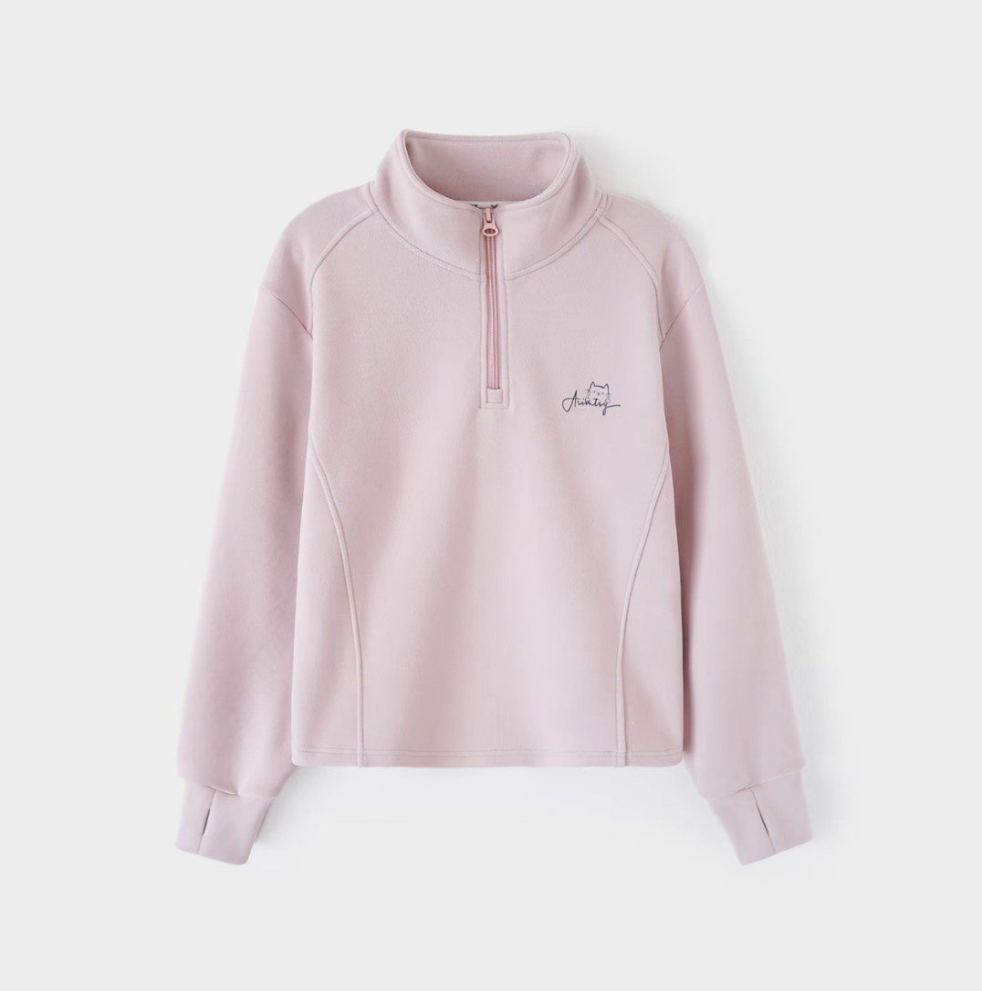 女童秋冬德绒卫衣休闲女宝宝半高领百搭时尚洋气休闲长袖上衣