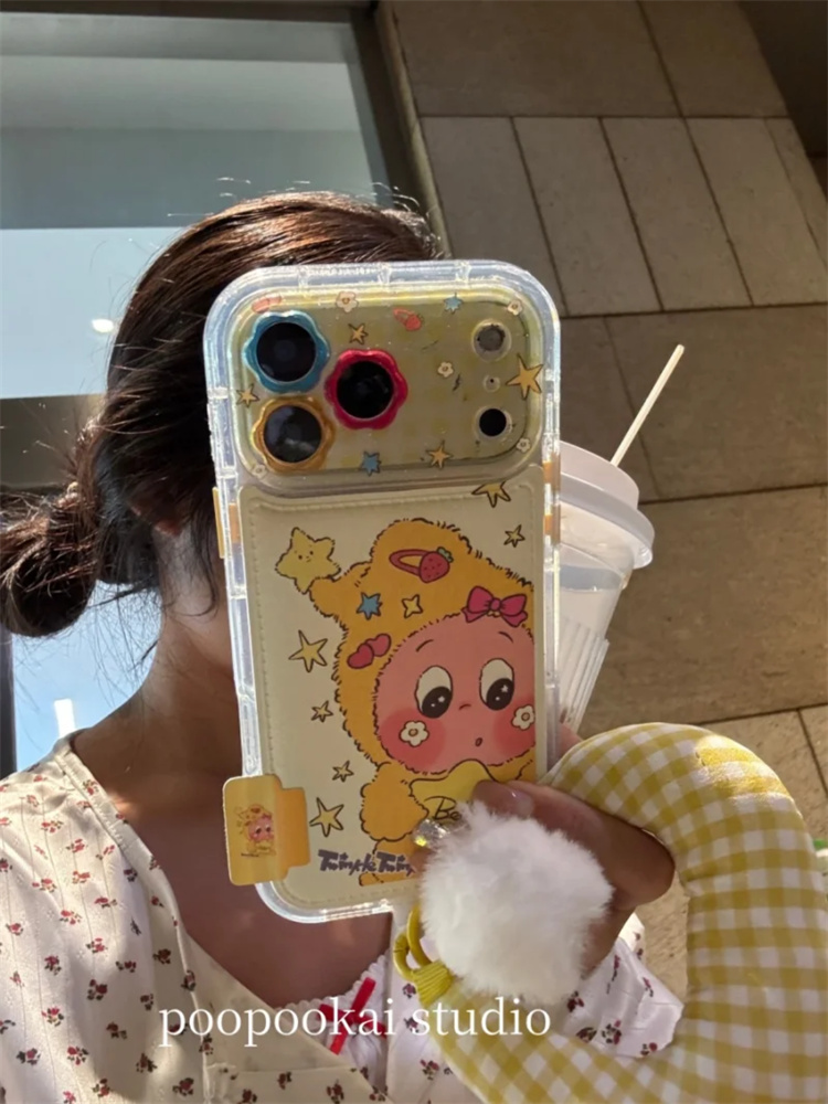 ins卡通皮质发夹毛衣星星人适用iPhone17pro手机壳16promax手提15