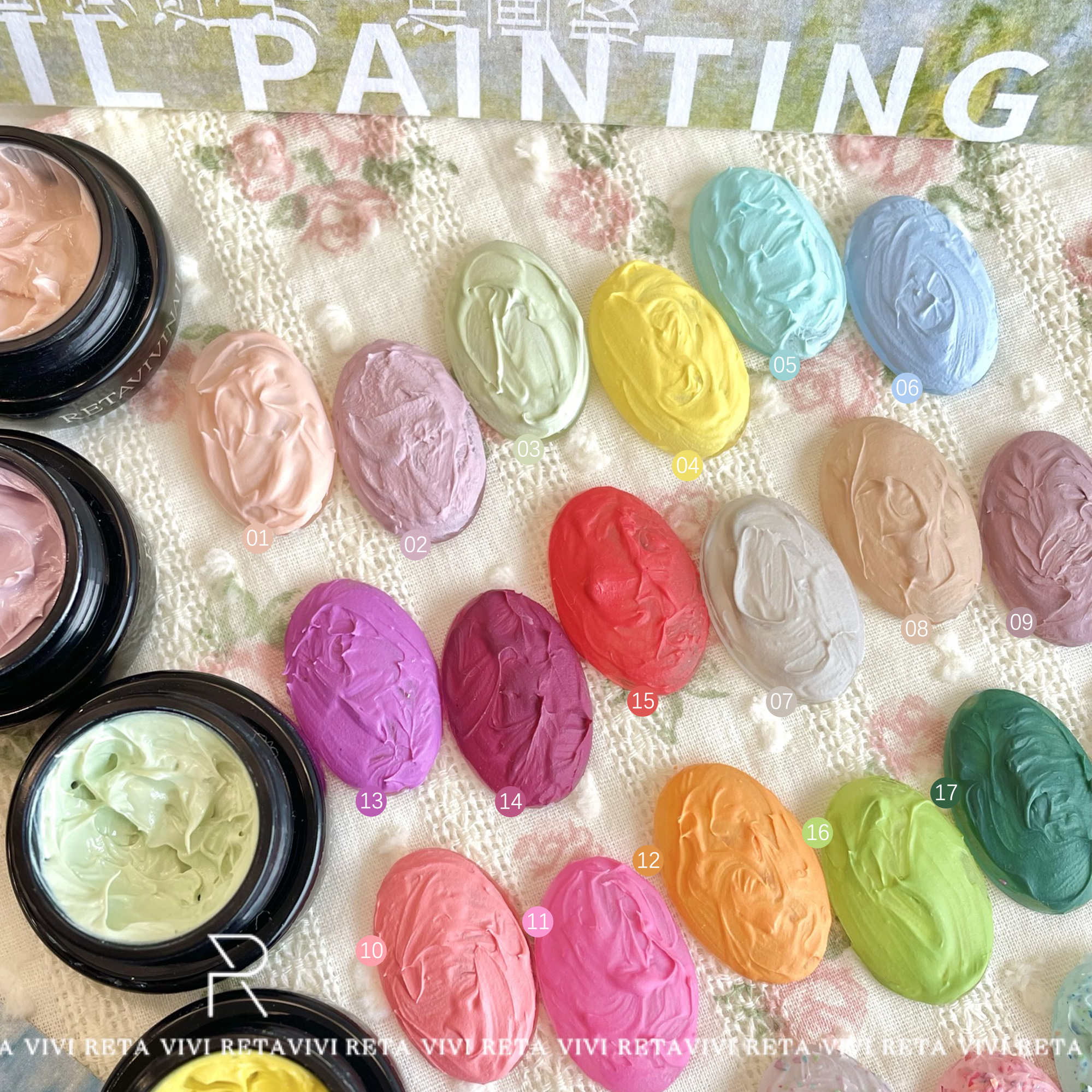 RETA VIVI油画胶24色立体彩绘浮雕罐装甲油胶2.5g