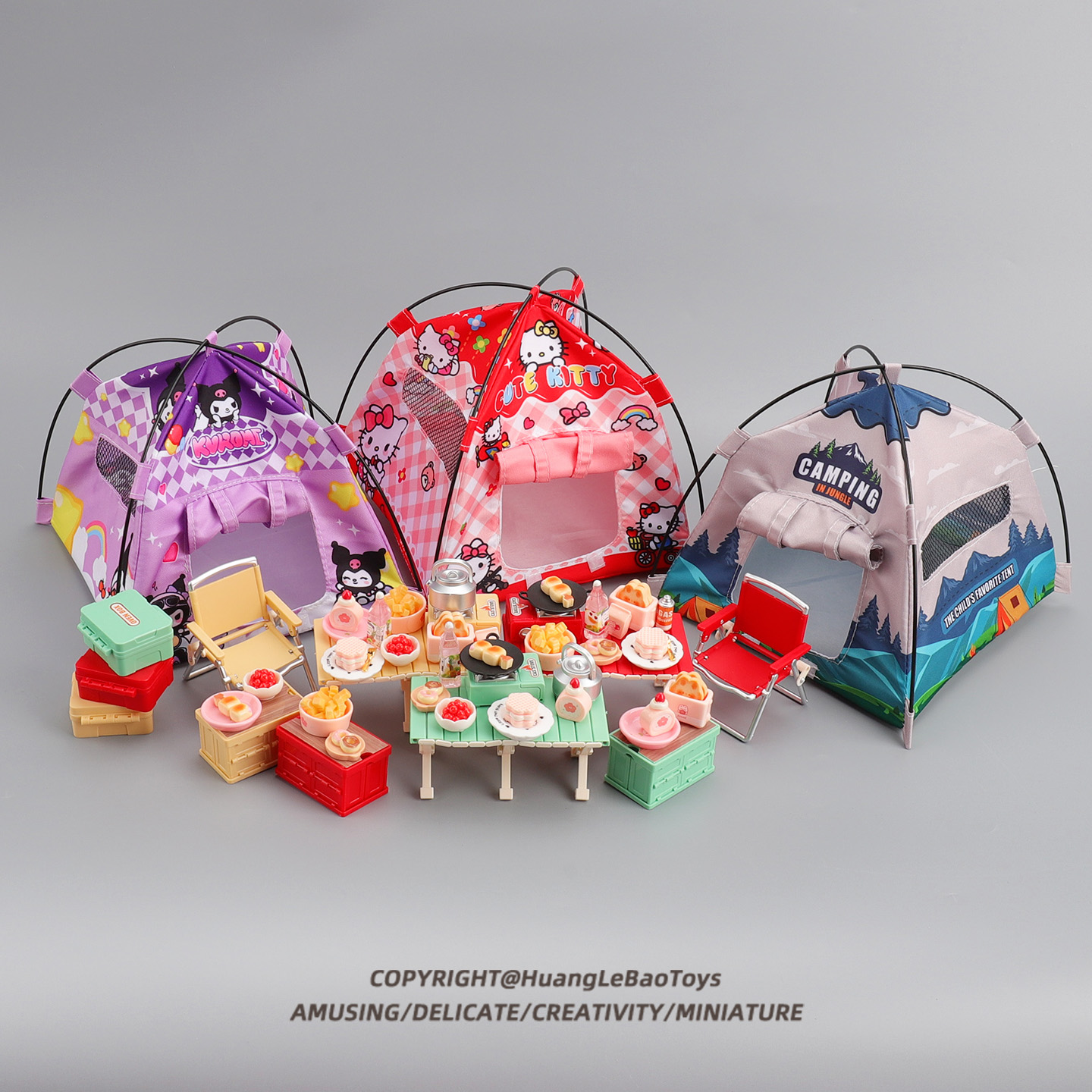 迷你帐篷微缩露营桌椅娃屋道具仿真食玩模型过家家儿童玩具小摆件
