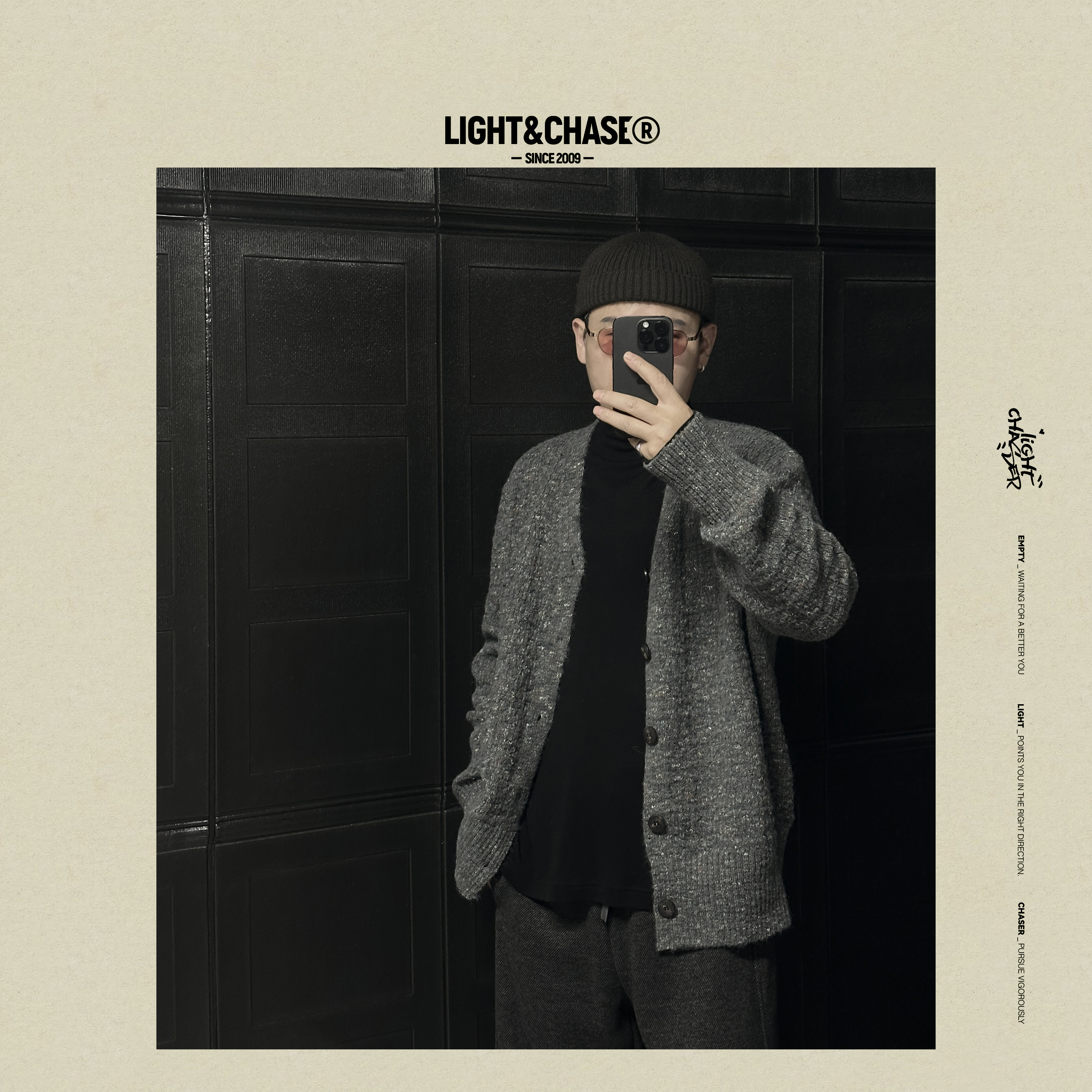 【复古老钱花纱开衫】时尚V领羊毛混纺牛角扣毛衣开衫宽松休闲百搭