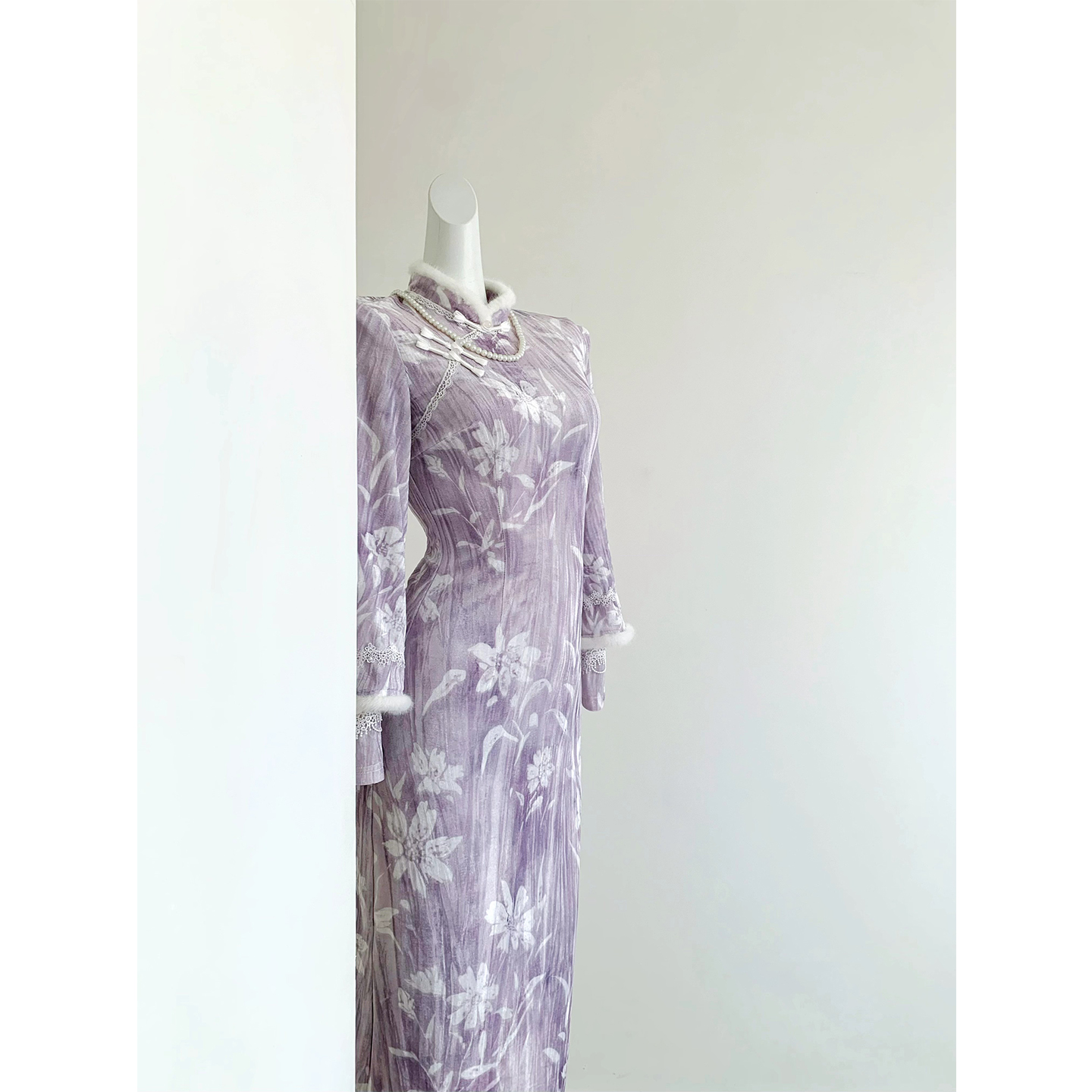 【紫鸢】冬季中式2025紫色旗袍加厚复古修身国风连衣裙温柔知性