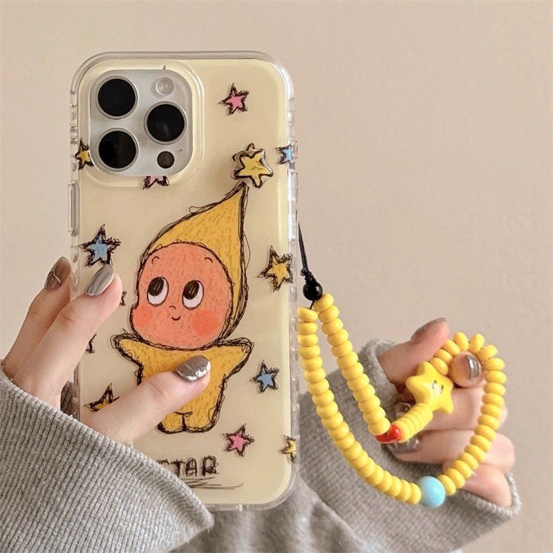 可爱旋转星星小人适用苹果16Promax大孔15手机壳vivo华为oppo小米