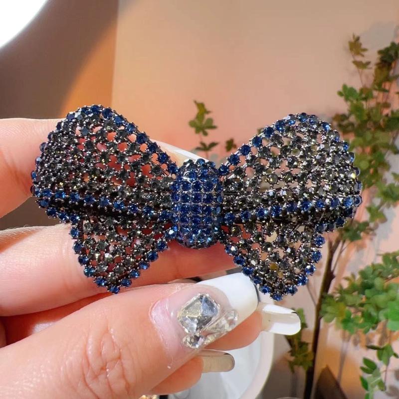 合金发饰精致领结6cm气质发夹满钻轻奢弹簧夹成人优雅时尚百搭