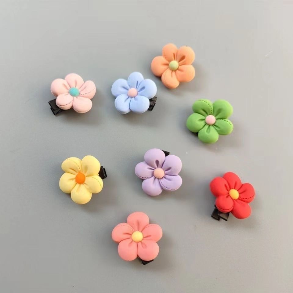 韩版可爱七彩花朵小发夹迷你少女公主侧边夹无痕刘海夹子洋气发饰