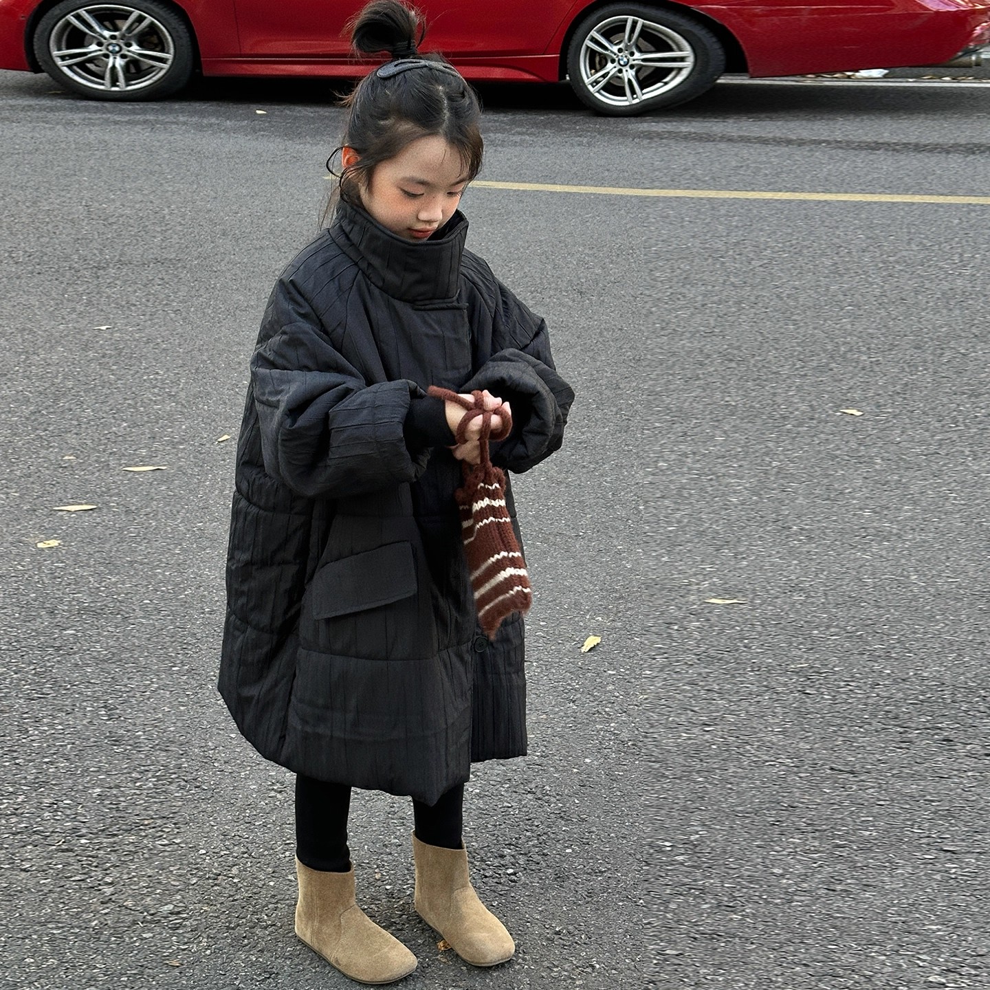 女童棉衣外套中长款秋冬2025新款儿童韩系洋气加厚女大童棉服冬季