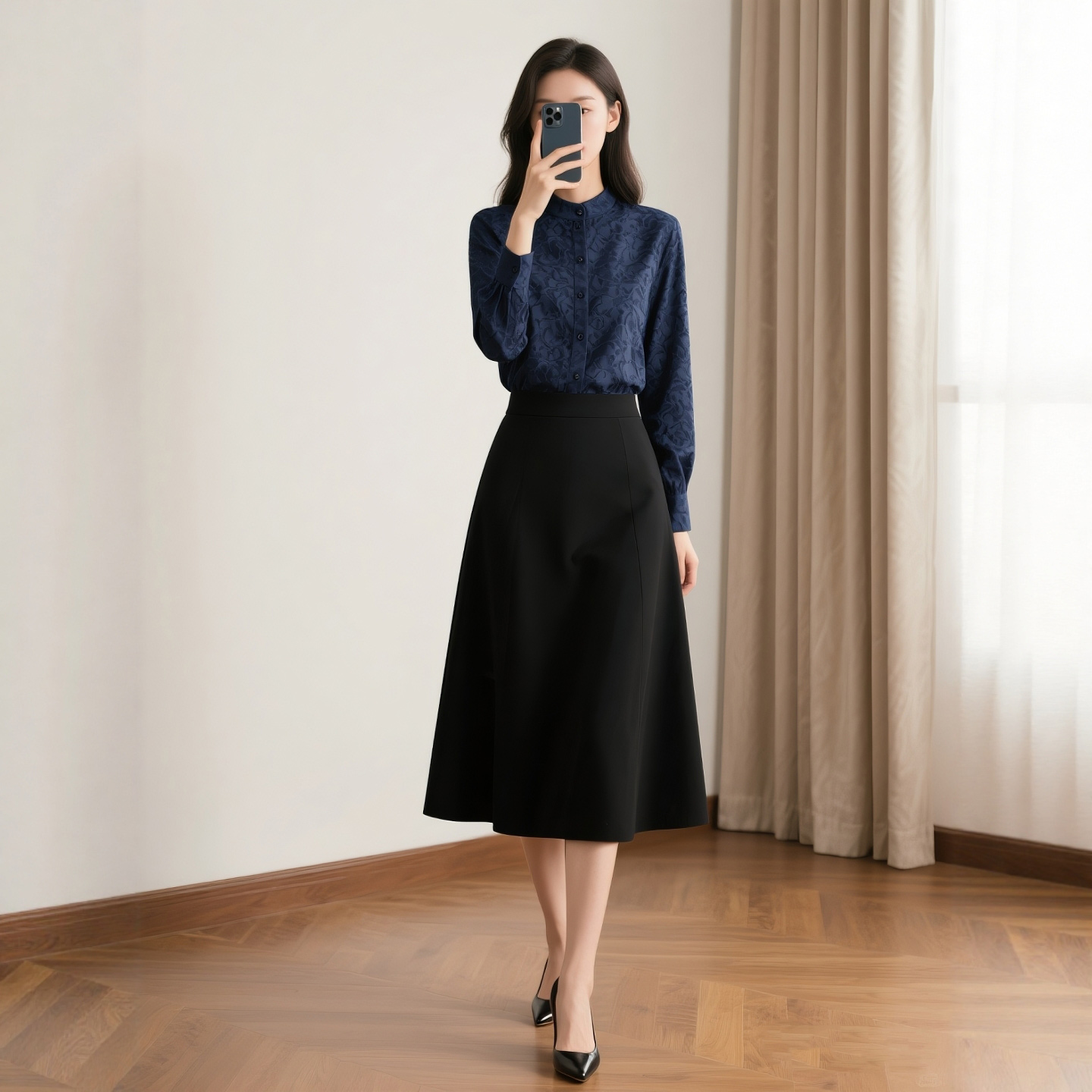 秋季新款女装时尚法式复古高端衬衫两件套装半身裙子女士通勤洋气