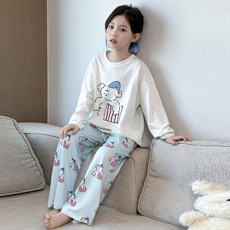 女童睡衣春秋季2025新款儿童纯棉长袖套装初中生女孩可外穿家居服