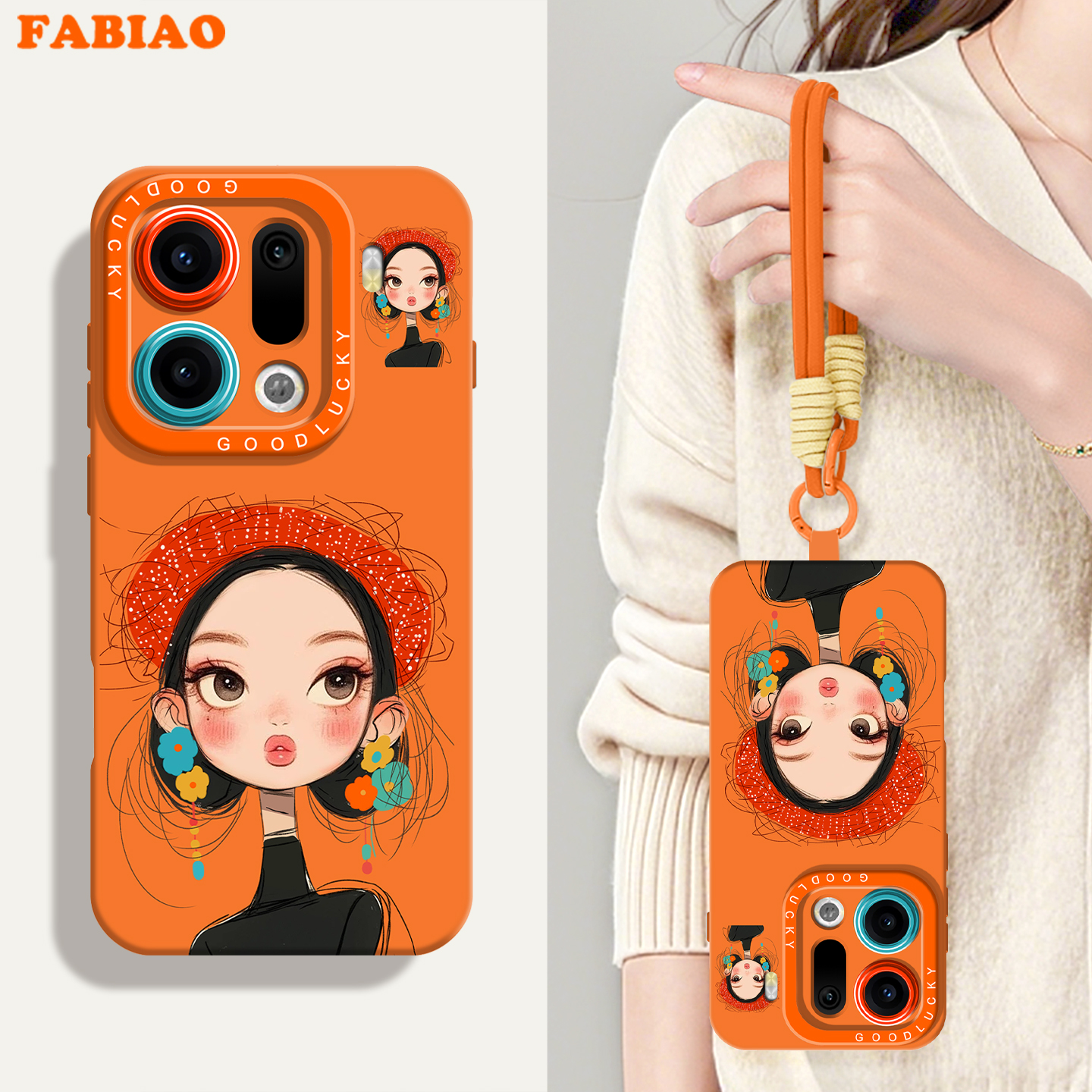 【OPPO上新】法比奥适用OPPOfindx9Pro手机壳轻奢硅胶带短绳x8ult