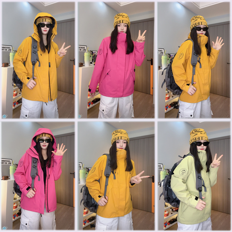 新款户外多巴胺情侣款冲锋衣三合一防风防水可拆卸两件套男女外套