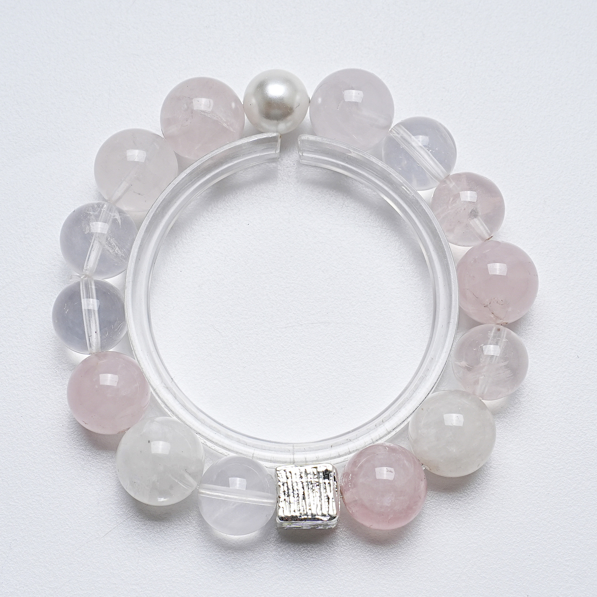 【少女战士】天然冰橘粉水晶手串女款百搭马粉白色贝珠手链