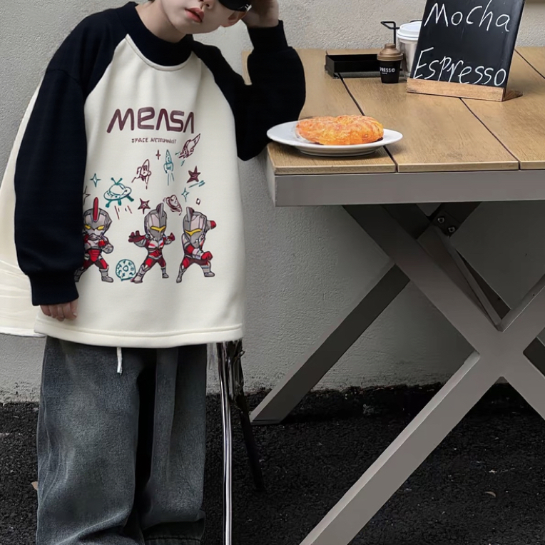 儿童上衣2025男童秋冬新品DZB123温感奥特曼中大童一体绒打底衫