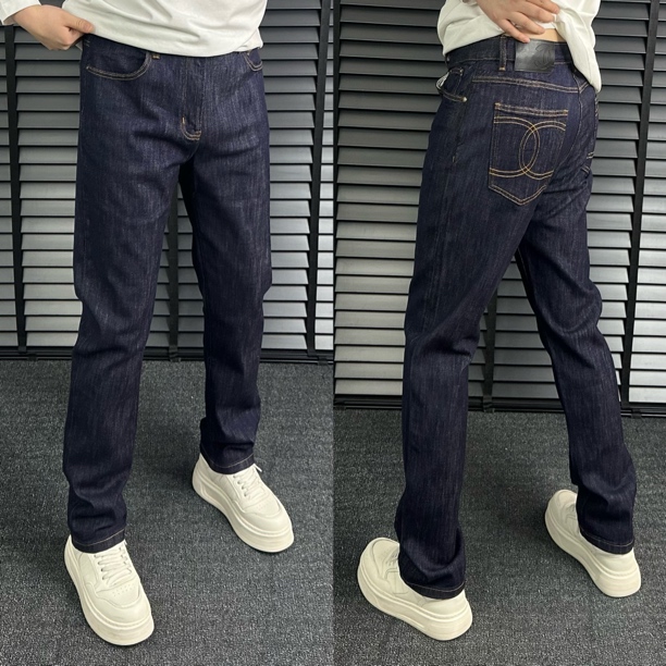 丹宁普洗兰欧货宽松直筒牛仔裤男潮流百搭弹力休闲美式长裤子