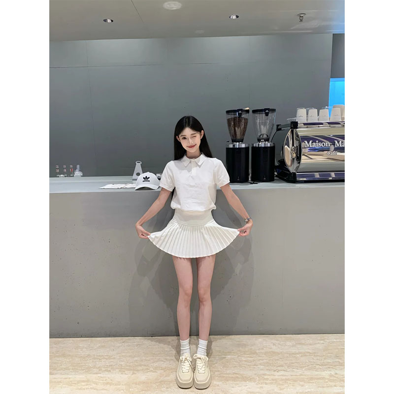 夏季2025纯欲风修身显瘦短款网红穿搭上衣气质时尚收腰a字半身裙