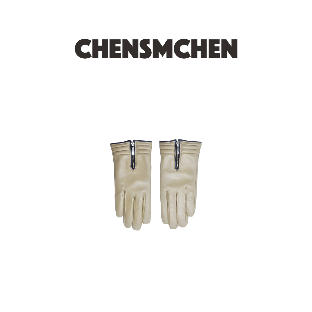 CHENSMCHEN  秋冬款简约时尚拉链设计真皮手套