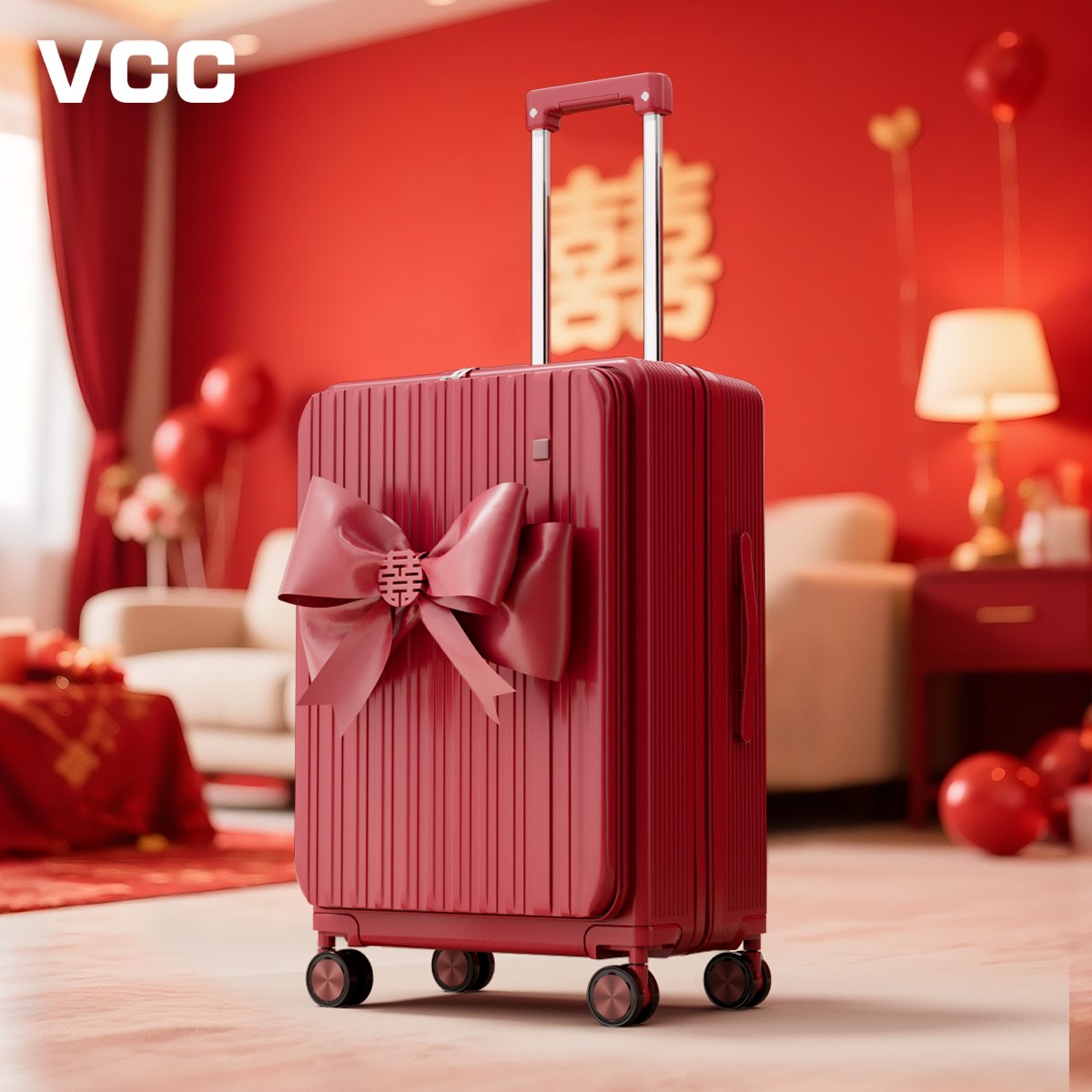 红色行李箱结婚陪嫁一对女方侧开新婚箱婚礼新娘陪嫁妆箱2025新款