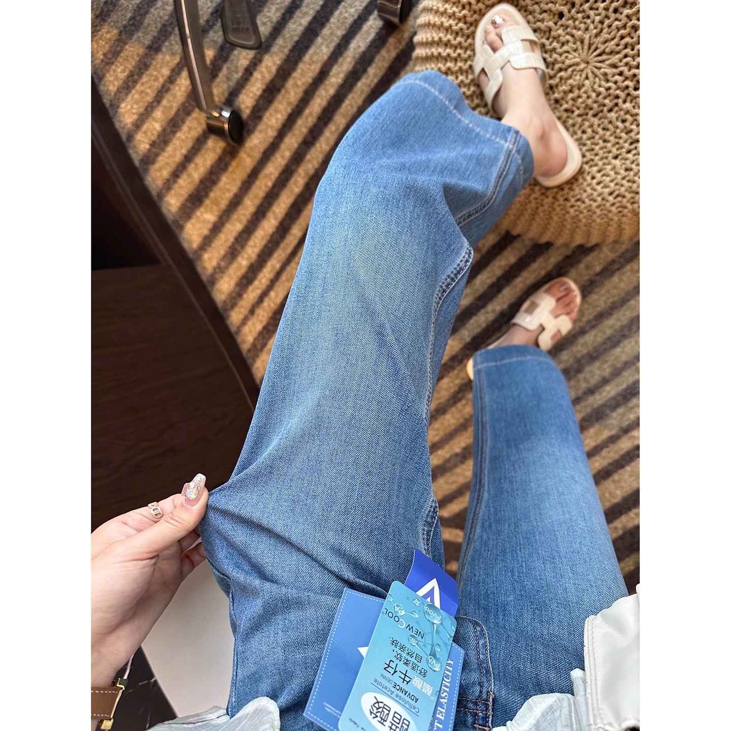 凉感天丝百搭牛仔裤女夏季薄款梨形身材宽松显瘦通勤九分裤直筒裤