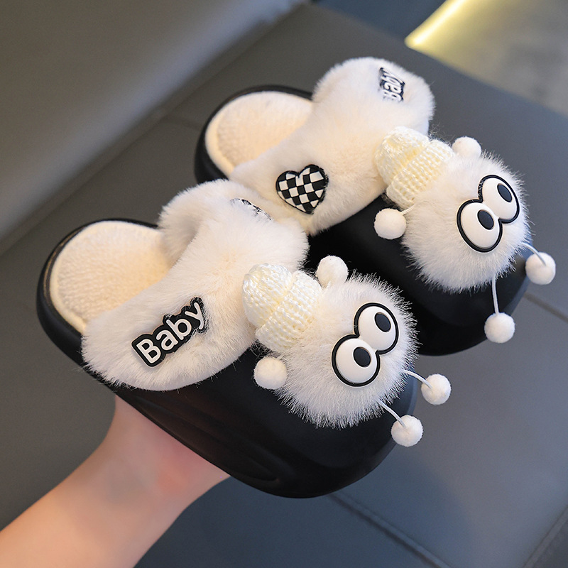 冬季儿童棉拖鞋保暖加绒EVA防水毛毛亲子中小童包跟宝宝居家棉鞋