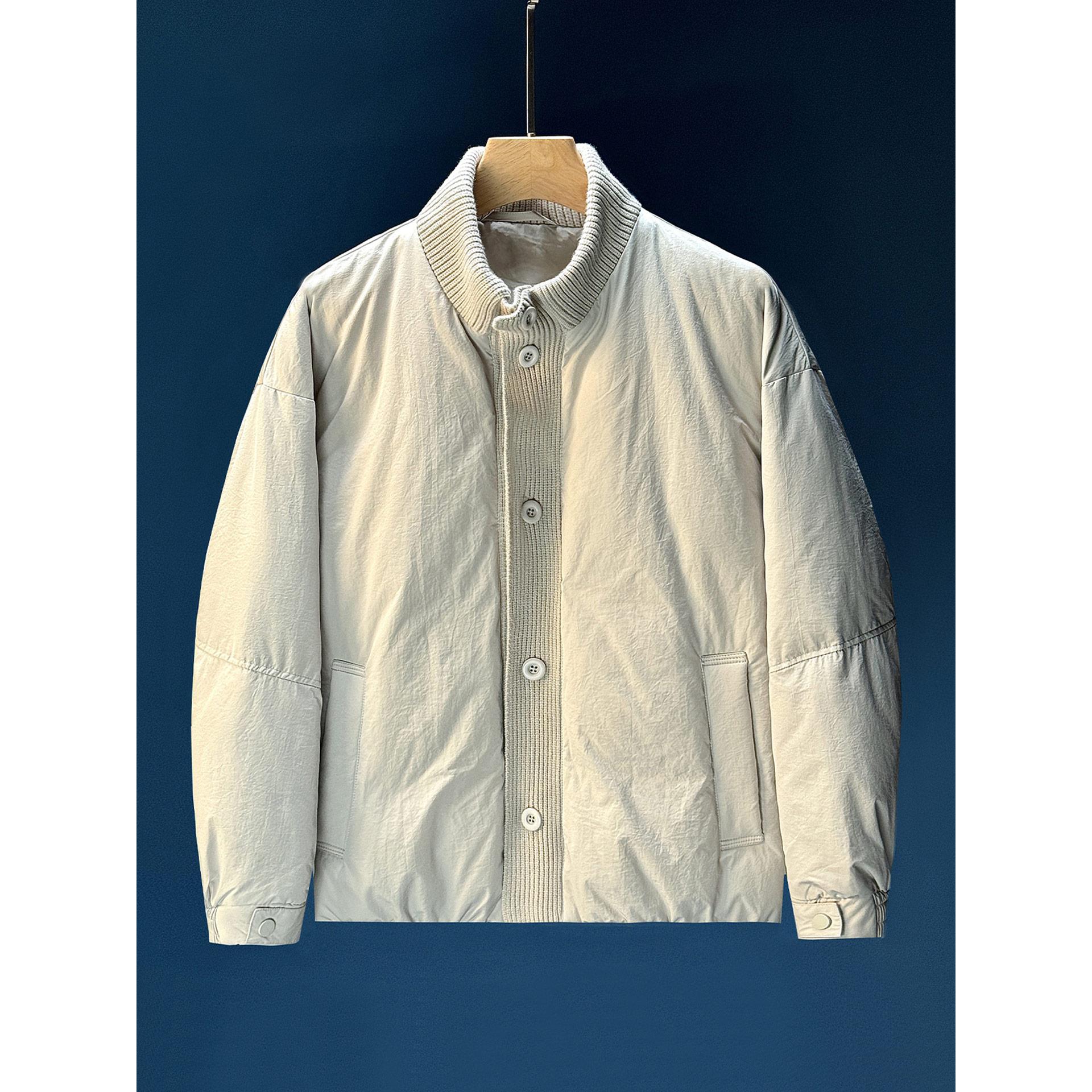 欧货超好看针织拼接羽绒服男2025冬季新款白鸭绒加厚宽松休闲短款