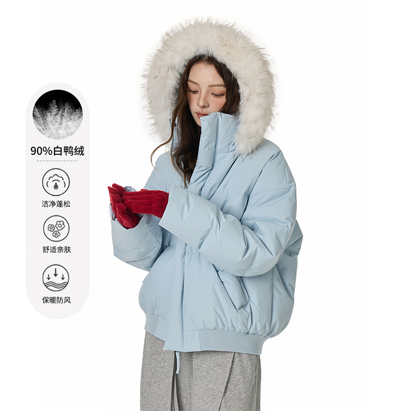 GOLFCROSS大毛领轻薄羽绒服男女款2025新款冬季保暖情侣外套连帽