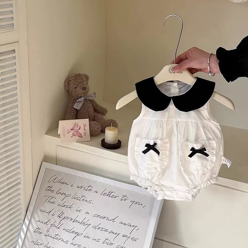 夏装三角哈衣女宝宝新生儿洋气公主爬服婴幼儿夏天无袖薄款包屁衣