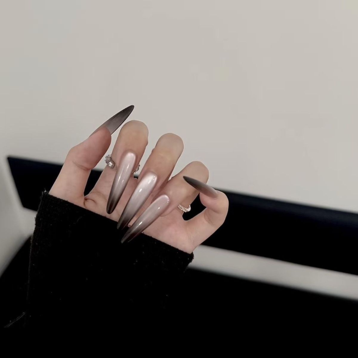 Princess·公主「午夜暹罗」暗黑渐变玻璃珠猫眼手工穿戴甲