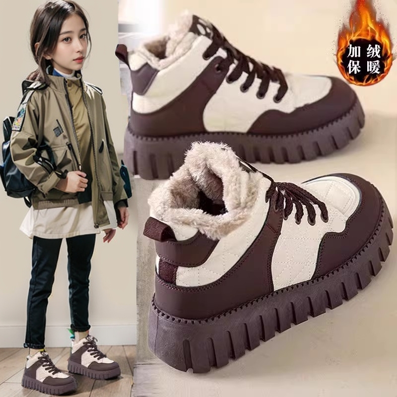 江博士潮童女童雪地靴冬季2025新款加绒加厚保暖儿童大棉鞋中大童