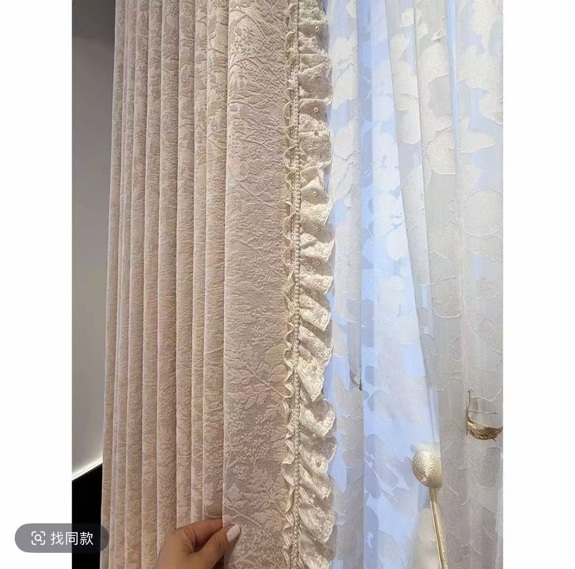 一明花边新款立边网红款高级感棉麻风格绣花钉珠花边