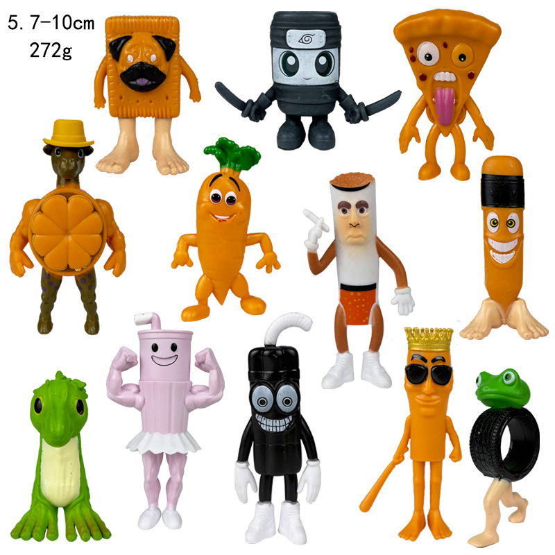 外国山海经ai新角色铅笔人面包狗手办通通通墨镜木棍人国王摆件