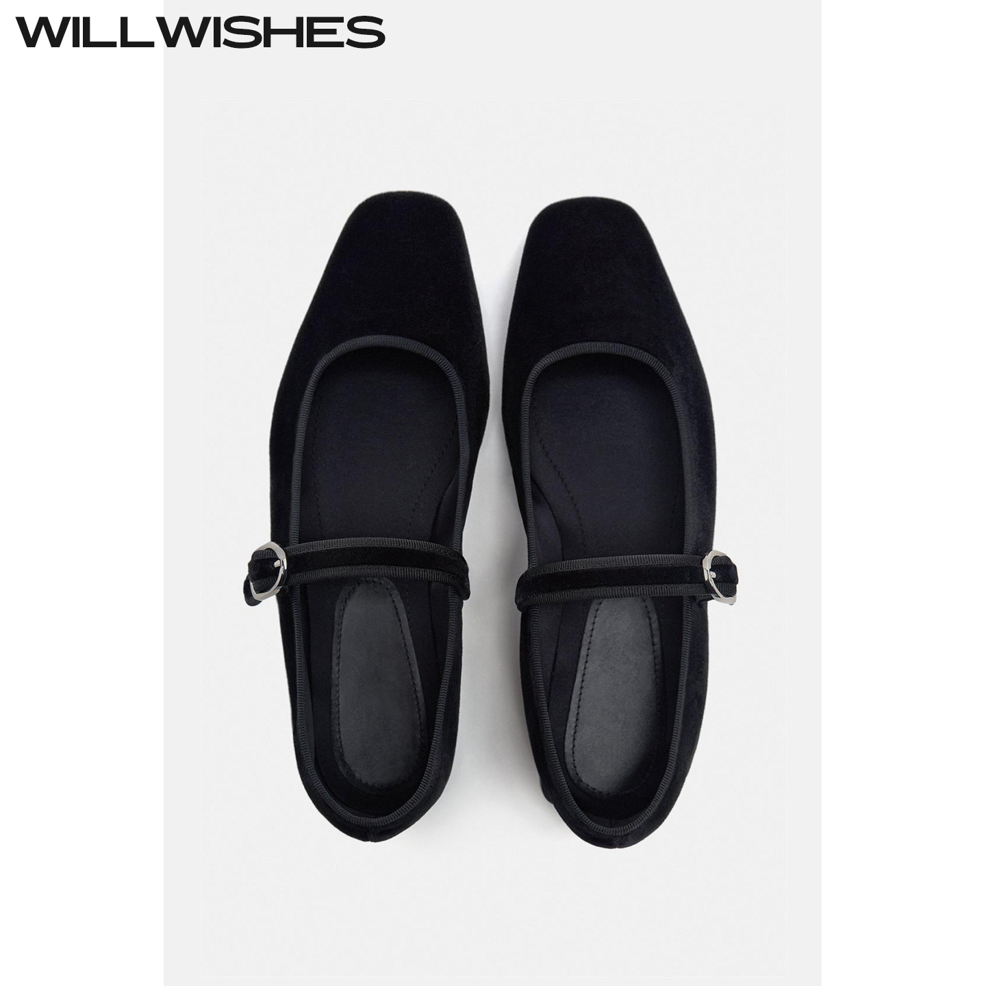 WILLWISHES/王玎设计女鞋秋季仙女风平底鞋女浅口芭蕾单鞋女#412