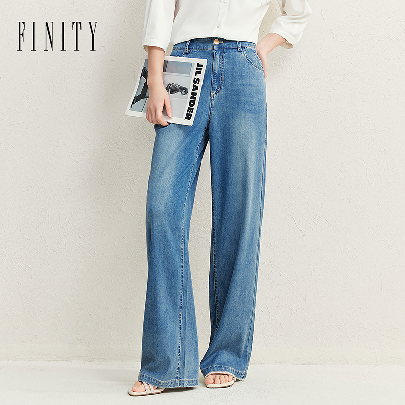 【粉丝专享】FINITY 牛仔裤夏季简约百搭阔腿醋酸长裤 F21Y3A23R5