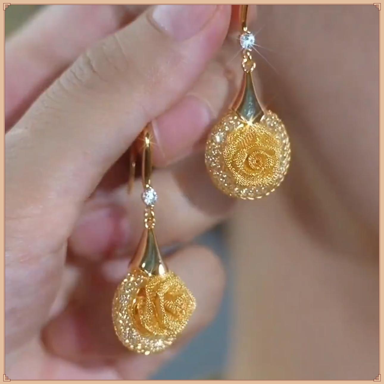 合金耳饰 2025新款时尚百搭气质玫瑰花耳环女轻奢高级感独特耳饰~