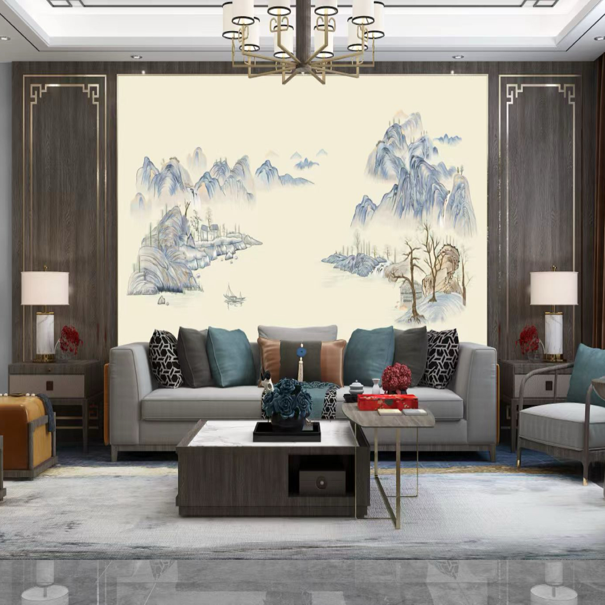 定制款！联系客服改价！独秀背景墙