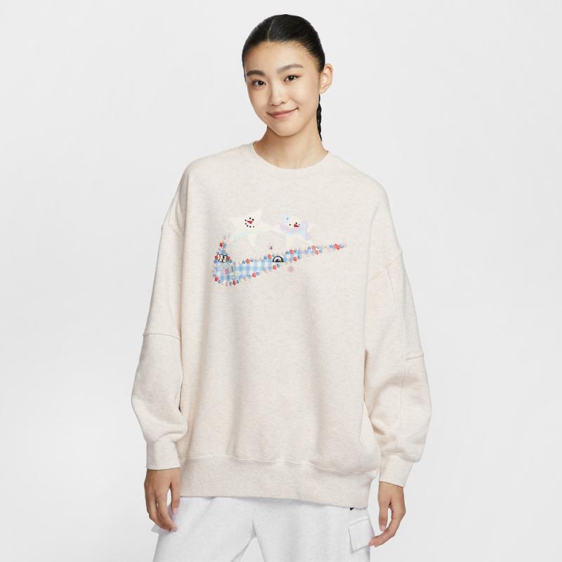 NIKE耐克女子NSFLC OS LONG CREGCEL针织无帽卫衣IO0487-141