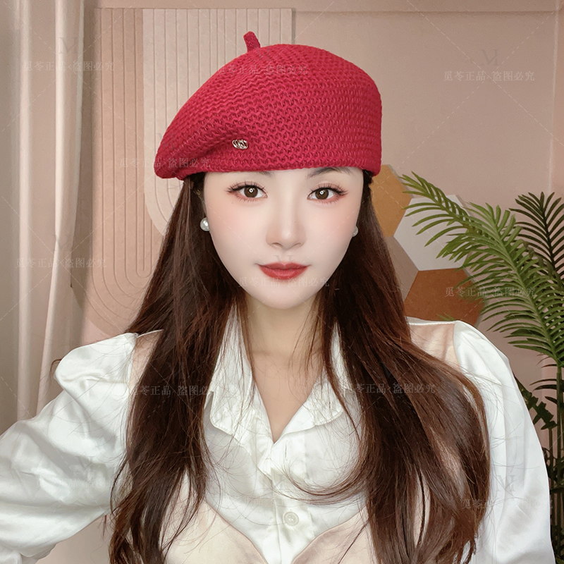 【觅苓】迎春春夏时尚百搭气质网红韩版画家帽透气定型压边贝雷帽潮