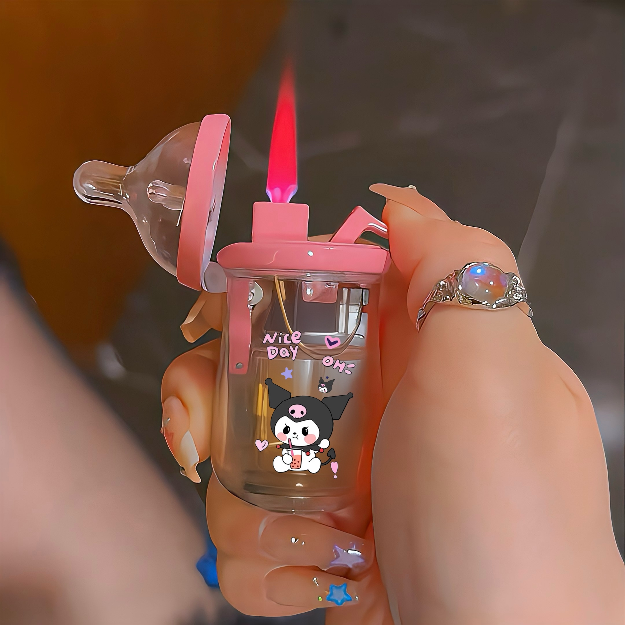 新款创意闪灯奶瓶可爱卡通网红打火机防风男朋友闺蜜礼物女生小众