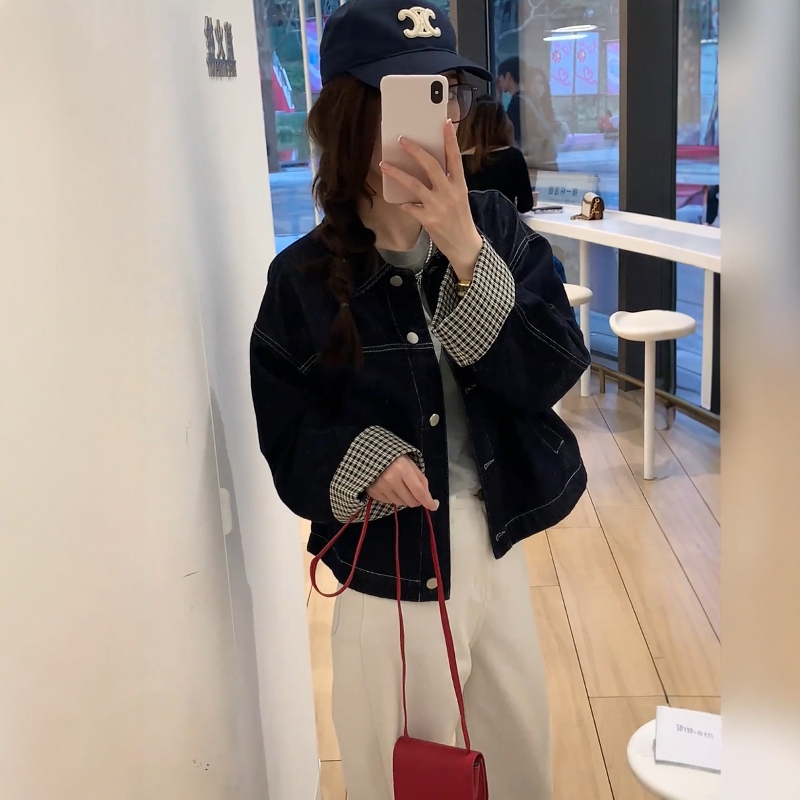 「不褪色面料」2025新款设计感爆款加厚牛仔外套女洋气宽松棉服上衣