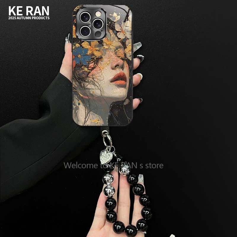 繁花似锦女孩适用苹果vivo华为oppo小米iPhone16电镀玻璃壳手机壳