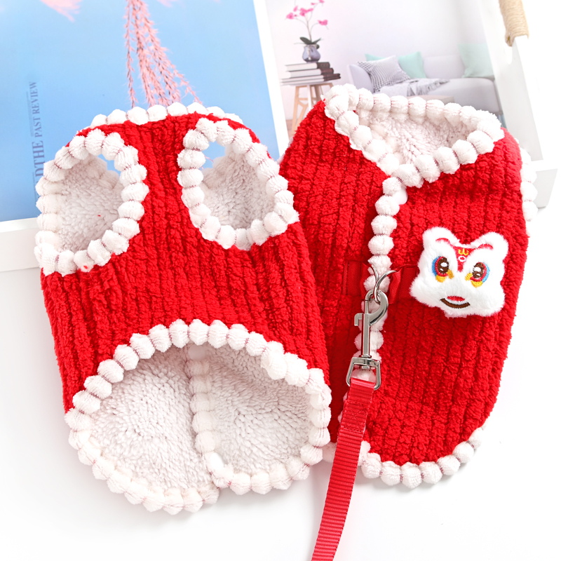 狗狗衣服新年装秋冬猫咪过年泰迪比熊喜庆拜年小型犬宠物龙狮绒衣