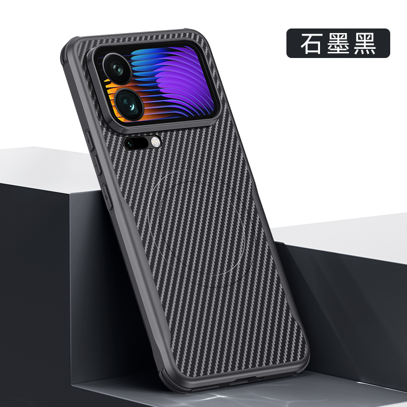适用小米17Promax手机壳全包防摔磁吸气囊保护小米17凯夫拉纹男款