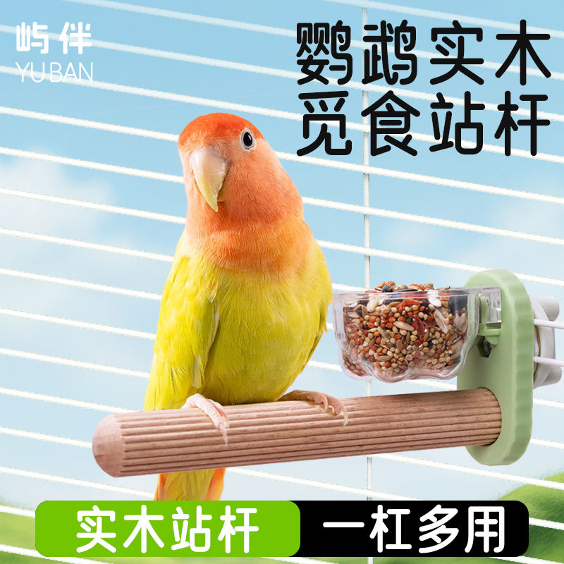 鹦鹉鸟粮站杆鸟笼专用带食水碗干净卫生简易不占空间玄凤虎皮鸟