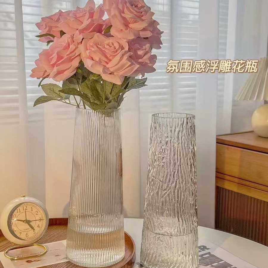 玻璃花瓶透明水养富贵竹轻奢大号客厅插花瓶摆件桌面台面家里现代