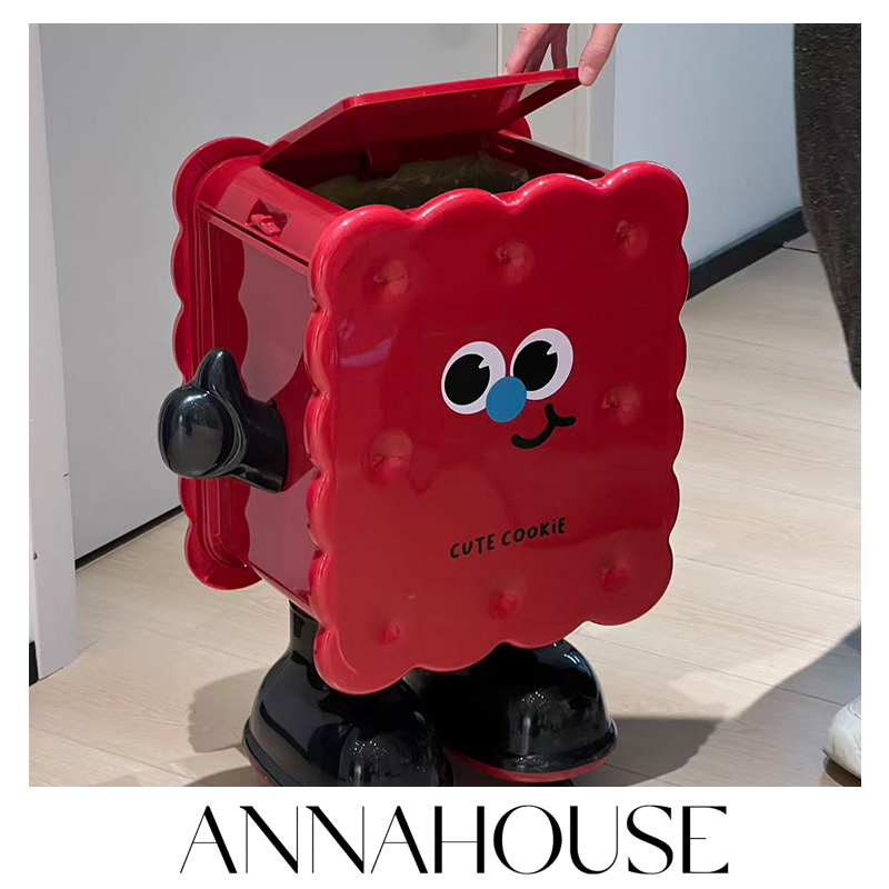 ANNAHOUSE垃圾桶高颜值客厅卧室可移动卡通创意可爱卫生桶带盖PH