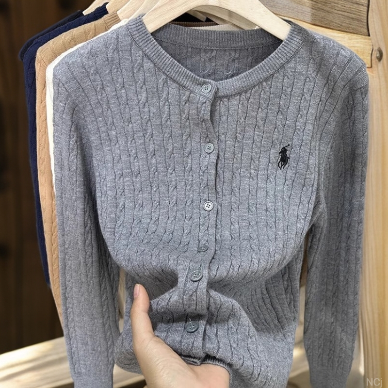 小马刺绣针织开衫女2025秋冬新款韩系复古气质显瘦别致超好看上衣