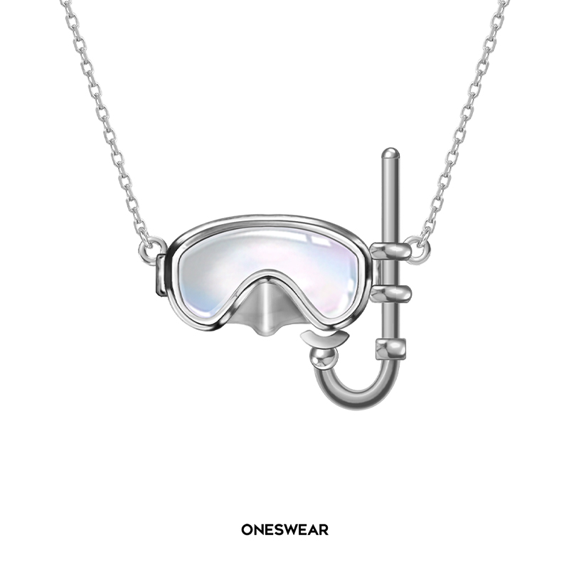 坠链均925银 梵誓潜水面镜项链自由潜运动游泳情侣礼物水肺面罩