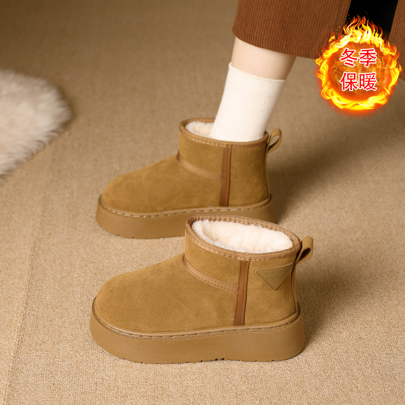 雪地靴女款冬季2025新款百搭爆款加绒加厚保暖东北防滑厚底棉鞋女