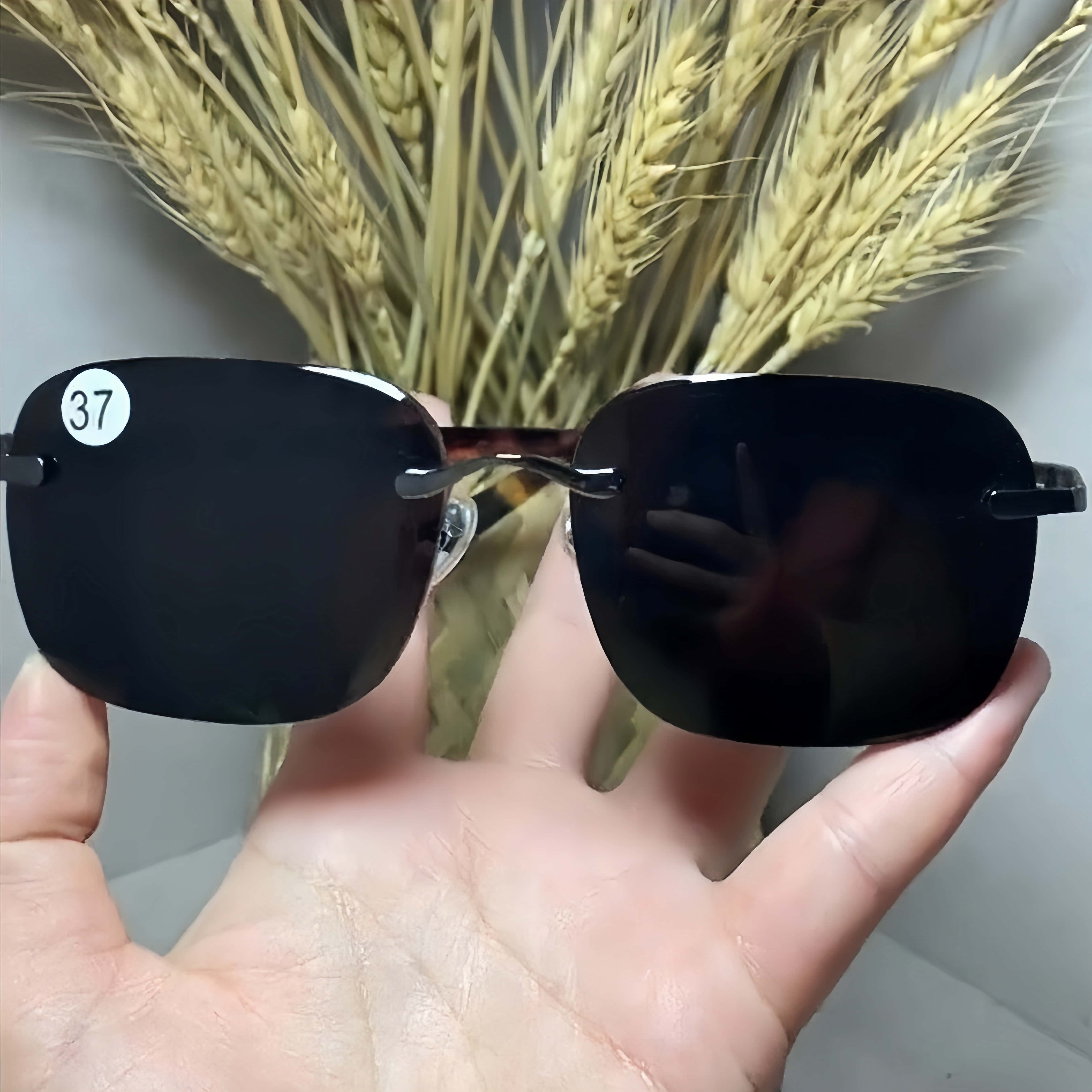 石头镜水晶眼镜墨镜石头镜无框高档时尚男士个性黑色潮流复古男款